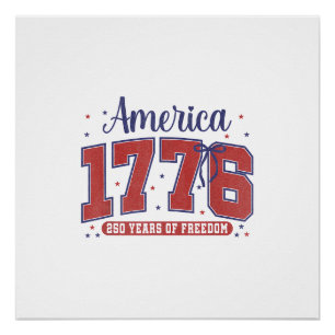 Poster Drapeau américain du 4 juillet vintage 250 ans 177