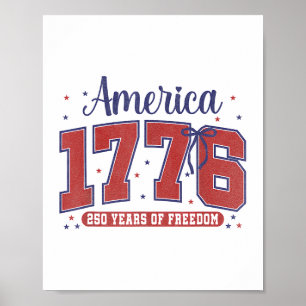 Poster Drapeau américain du 4 juillet vintage 250 ans 177