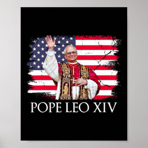 Poster Drapeau américain du nouveau pape Leo Xiv Robert