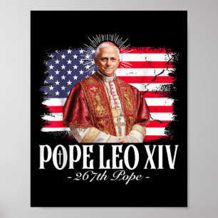 Poster Drapeau américain du Pape Leo Xiv Robert