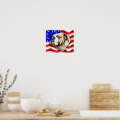 Poster Drapeau américain du Patriote Bulldog (Cuisine)