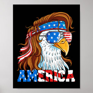 Poster Drapeau américain Eagle 4 juillet Mullet Patriot