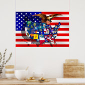 Poster Drapeau américain Eagle États-Unis drapeau de l'Ét (Cuisine)