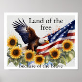 Poster Drapeau américain Eagle Sunflower 4 juillet (Devant)