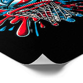 Poster Drapeau américain éclaboussure de couleur rouge bl (Coin)