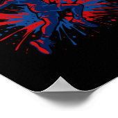 Poster Drapeau américain éclaboussure de couleur rouge bl (Coin)