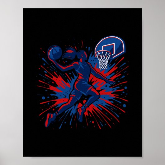 Poster Drapeau américain éclaboussure de couleur rouge bl (Devant)