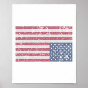 Poster Drapeau américain en détresse à l'envers États-Uni