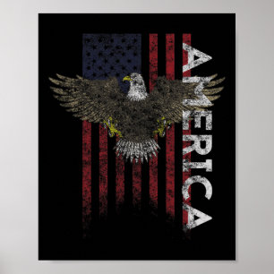 Poster Drapeau américain en détresse Drapeaux vintage Usa