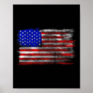 Poster Drapeau Américain en Détresse - États-Unis Usa T S