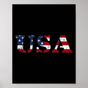 Poster Drapeau américain en détresse patriotique du 4 jui