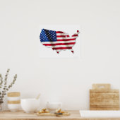 Poster Drapeau américain en forme des États-Unis (Cuisine)