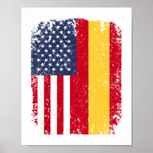 Poster Drapeau américain espagnol