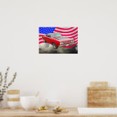 Poster Drapeau Américain Et Coureur De Route De Plymouth (Cuisine)