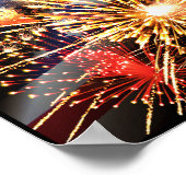 Poster Drapeau américain et feux d'artifice (Coin)