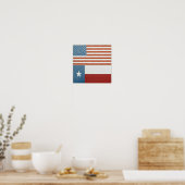 Poster Drapeau américain et texan USA Rouge Blanc et Bleu (Cuisine)