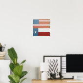 Poster Drapeau américain et texan USA Rouge Blanc et Bleu (Bureau à domicile)