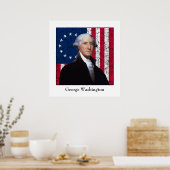 Poster Drapeau américain et Washington (Cuisine)
