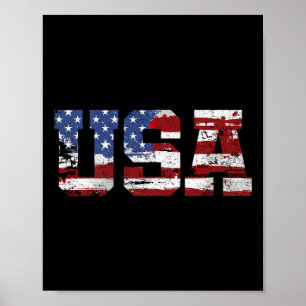 Poster Drapeau américain États-Unis d'Amérique US 4e