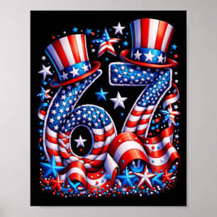 Poster Drapeau américain festif 67 Meme Usa Humour Enfant