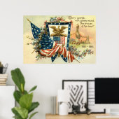 Poster Drapeau américain Fleur Guerre de Sécession Aigle (Bureau à domicile)