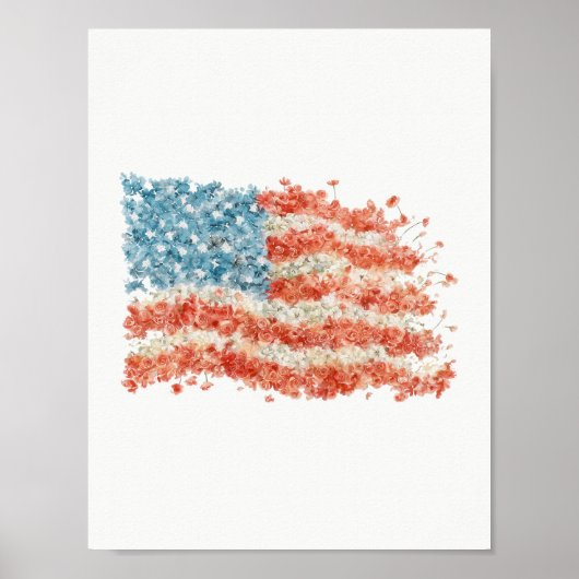 Poster Drapeau américain floral USA (Devant)