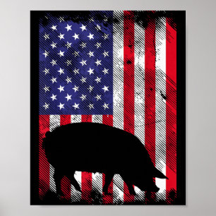 Poster Drapeau américain G Ferme Animal Vintage Patriotiq