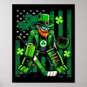 Poster Drapeau américain gardien de hockey Saint Patrick