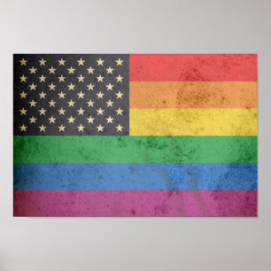 Poster Drapeau américain gay