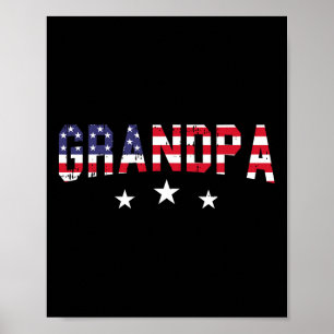 Poster Drapeau américain grand-père 4 juillet vintage pat