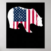 Poster Drapeau américain Grizzly Brown chasseur d'ours (Devant)