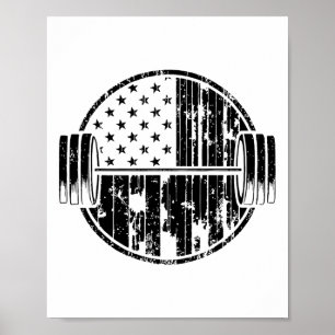 Poster Drapeau américain haltérophilie poids haltérophile
