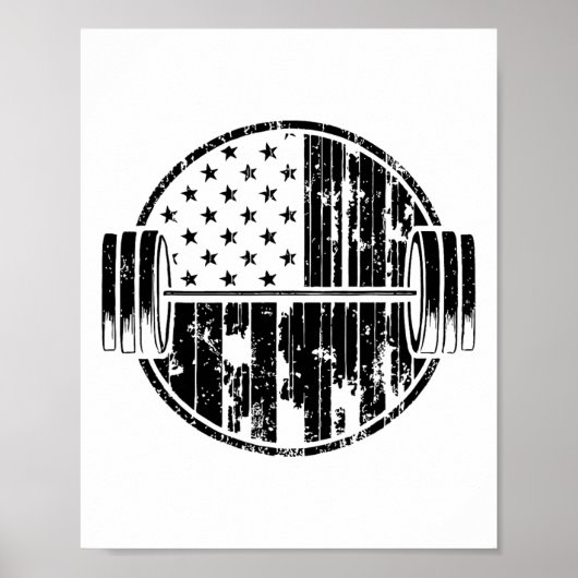 Poster Drapeau américain haltérophilie poids haltérophile (Devant)