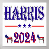 Poster Drapeau américain Harris 2024 Pres Democrat Donkey (Devant)