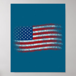 Poster Drapeau américain hommes femmes jour de l'indépend