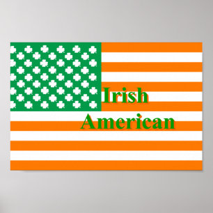 Poster Drapeau américain irlandais