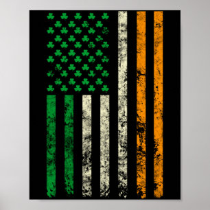 Poster Drapeau américain Irlande Trèfle Irlandais Jour de