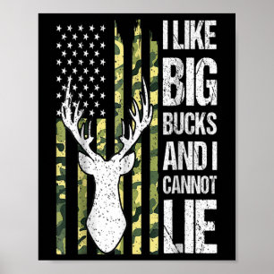 Poster Drapeau Américain J'Aime Big Bucks Et Je Ne Peux P