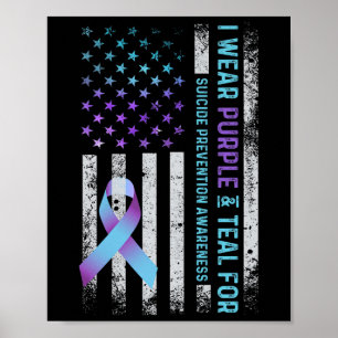 Poster Drapeau américain Je porte du violet et du sarcell