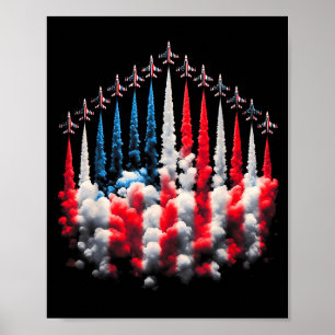 Poster Drapeau américain jet du 4 juillet patriotique Usa
