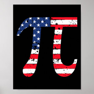 Poster Drapeau américain Jour Pi Math patriotique Geek Ne