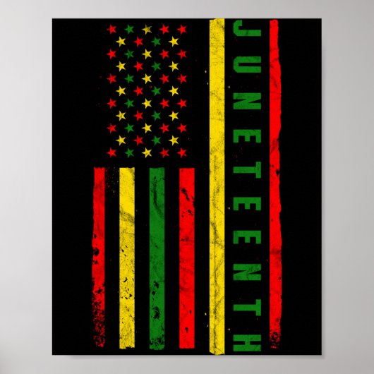Poster Drapeau américain Juneteenth émancipation mélanine (Devant)