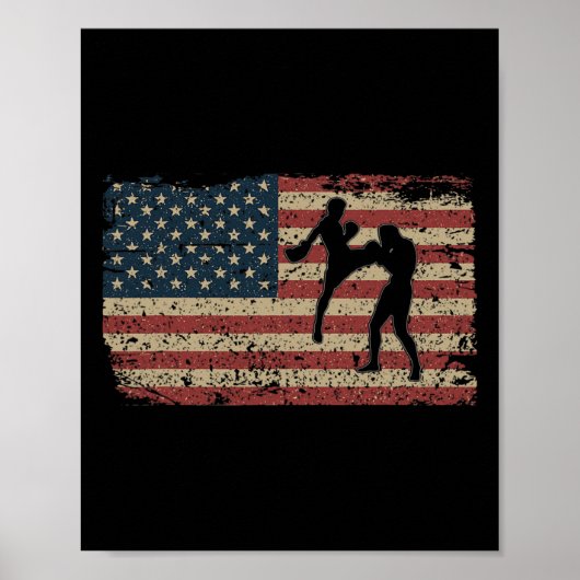 Poster Drapeau américain Karaté Cadeau Fier Mma Takewando (Devant)