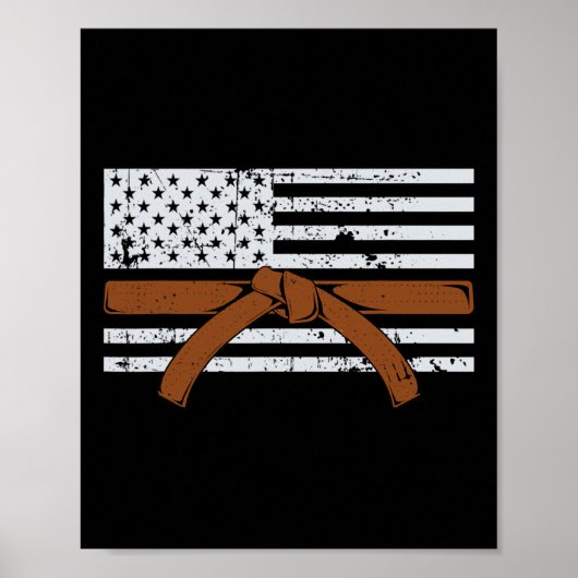 Poster Drapeau Américain Karaté Cadeau Tae Kwon Do Combat (Devant)