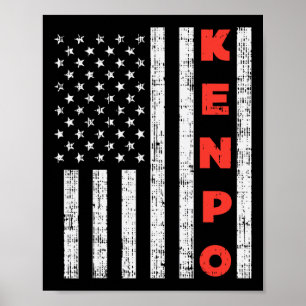 Poster Drapeau américain Kenpo Vintage patriotique Kempo
