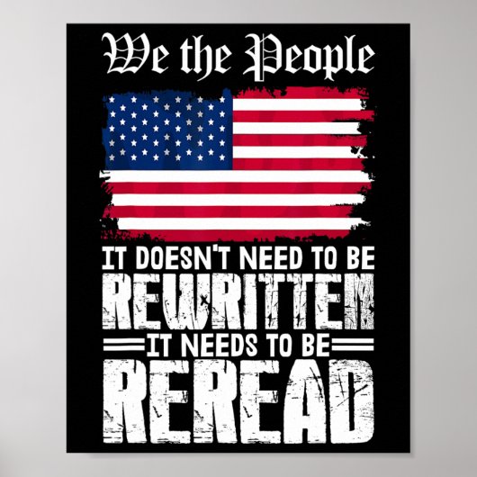 Poster Drapeau américain La constitution des États-Unis d (Devant)