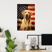 Poster drapeau américain Labrador (Bureau à domicile)