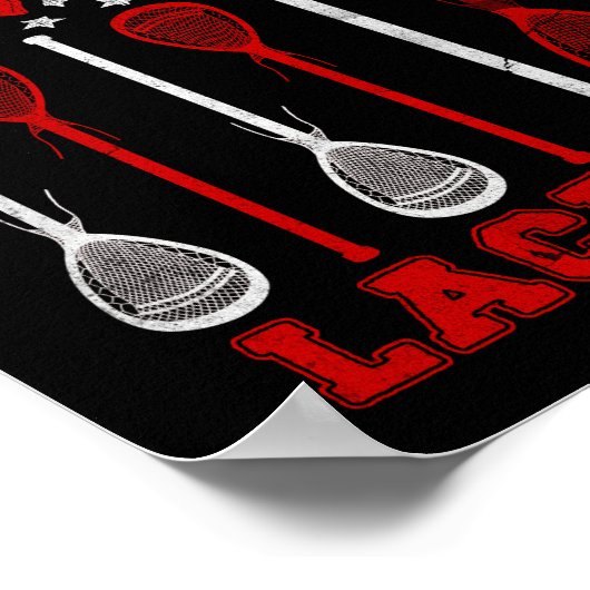 Poster Drapeau américain Lacrosse (Coin)