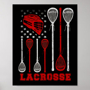 Poster Drapeau américain Lacrosse