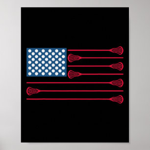 Poster Drapeau Américain Lacrosse Cool Lacrosse Famille P